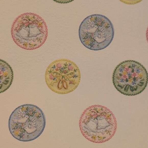 MCM Vintage 60s 70s wedding bridal shower wrapping paper lot bride floral - Picture 7 of 14